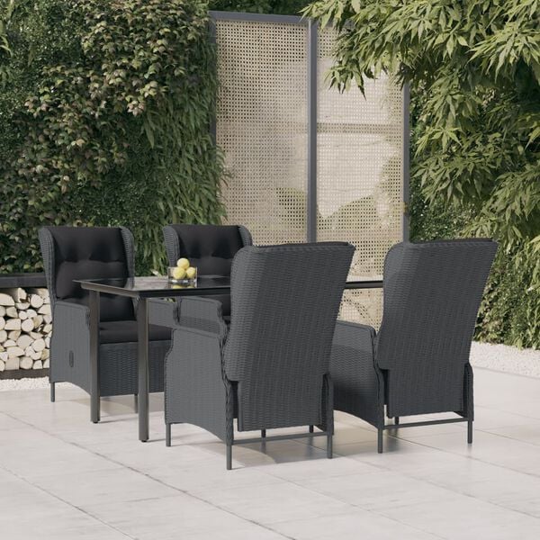 vidaXL Garden Dining Set Dark Grey Round PE Rattan Garden Dining Set
