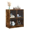 vidaXL Side Cabinet Smoked oak Engineered wood, glass Medium Cabinet