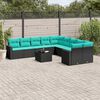 vidaXL 11 Piece Patio Sofa Set with Cushions Black Poly Rattan (US only)