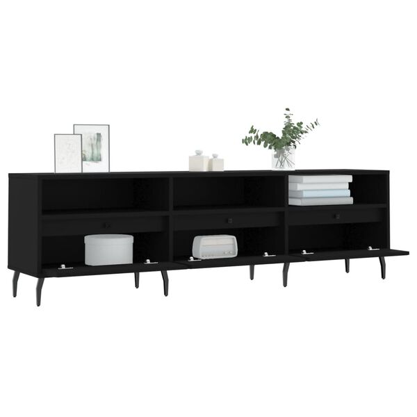 vidaXL TV Cabinet Black Engineered wood, Iron 59.1 x 11.8 x 17.5 in