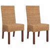 vidaXL Dining Chair Set of 2 Brown Solid mango wood and genuine rattan