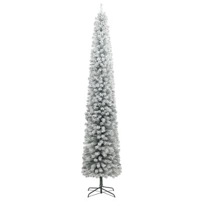 vidaXL Slim Christmas Tree 300 LEDs & Flocked Snow 118.1"