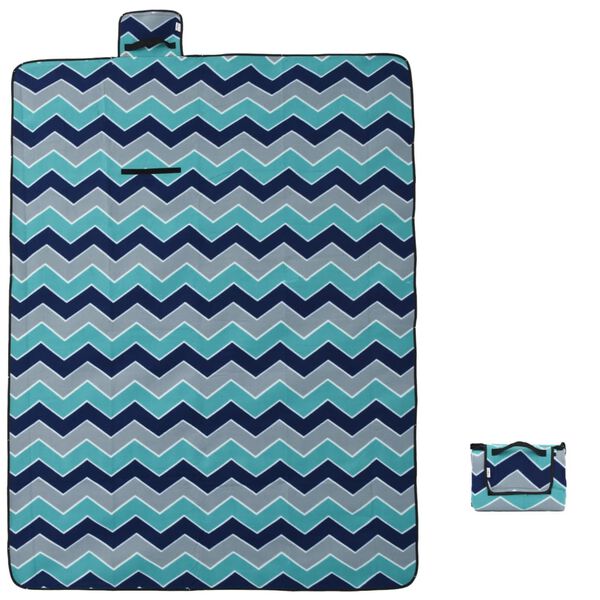vidaXL Picnic Blanket Foldable Blue Wave 78.7"x59.1" Velvet