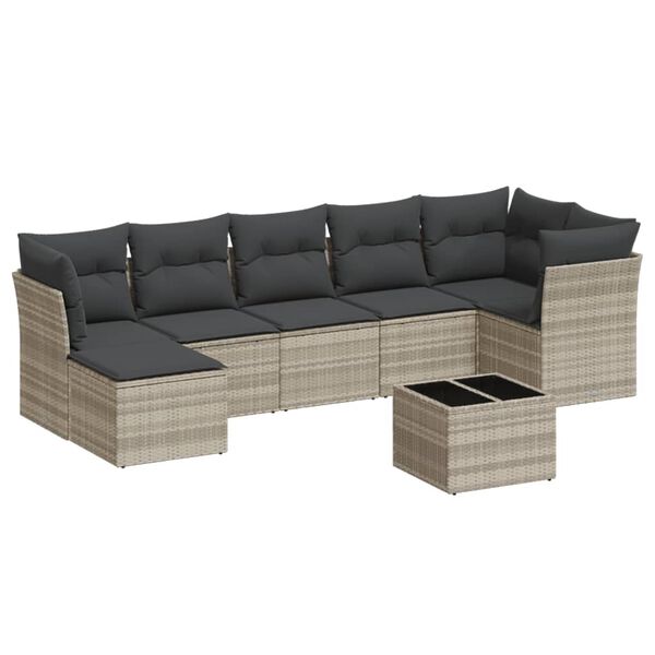 vidaXL Garden Sofa Set Light Grey PE Rattan Large Modular