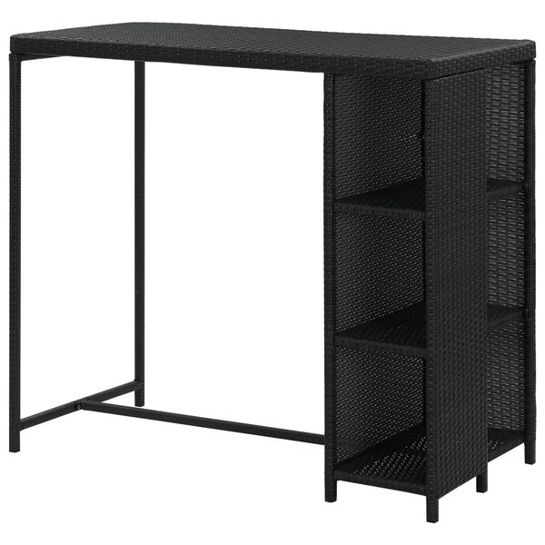 vidaXL Bar Table Black PE rattan, steel 47.2 x 23.6 x 43.3 in Bar Table