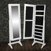 vidaXL Free Standing Mirror Jewelry Cabinet White