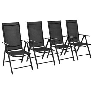 vidaXL Outdoor Chair Set of 4 Black Powder-coated aluminum Foldable