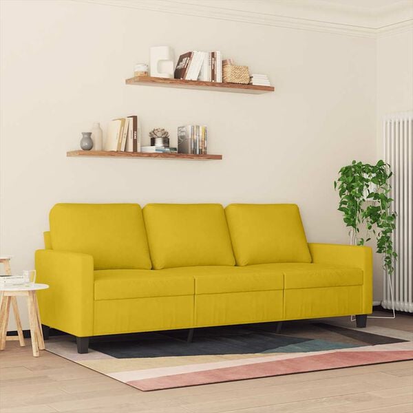 vidaXL 3-seater Sofa Yellow Velvet, metal, textilene 3-seater