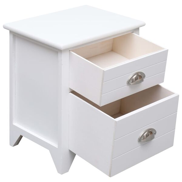 vidaXL Cabinet White Paulownia Wood, Plywood Small Bedside Table