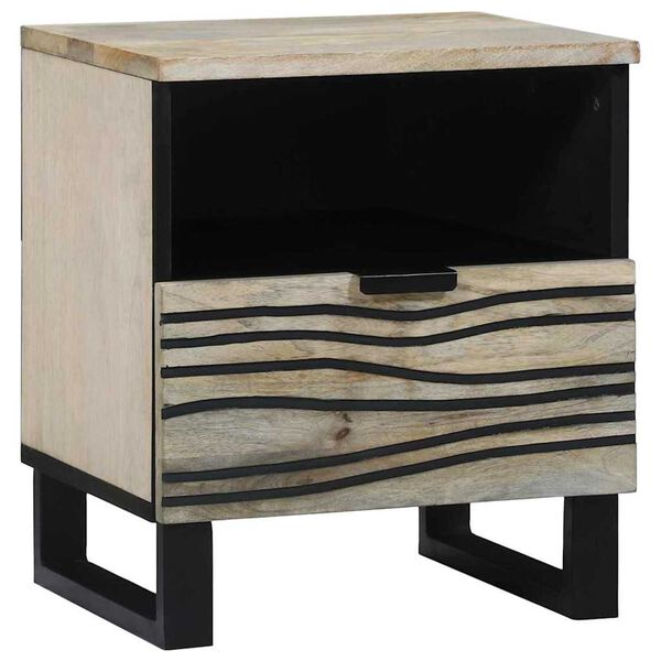 vidaXL Bedside Cabinet White and Black 15.75 x 12.99 x 18.11 in