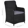 vidaXL Outdoor Dining Set Black and Dark Grey Half Round Poly Rattan
