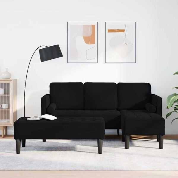 vidaXL Sofa Set 2 pcs Black 173 x 131 x 67 cm Velvet