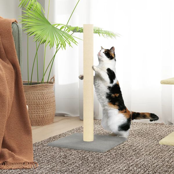 vidaXL Cat Scratching Post Light grey Engineered wood, plush, sisal
