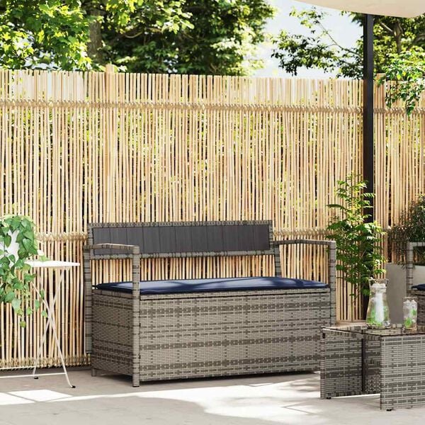 vidaXL Garden Storage Bench Grey and Navy Blue