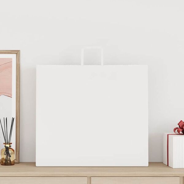 vidaXL Paper Bags 250 pcs with Handles White 54x15x49 cm