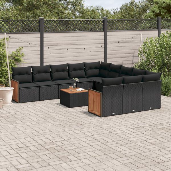 vidaXL Garden Sofa Set Black PE rattan Large Modular Garden Sofa Set