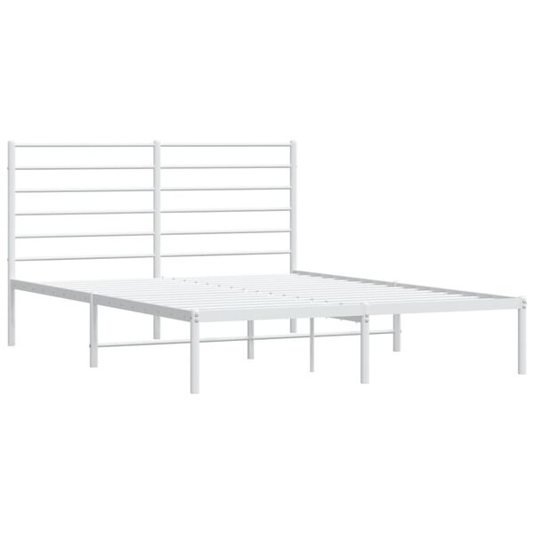 vidaXL Bed Frame White Powder-Coated Steel Full Bed Frame Rectangular