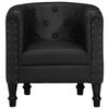 vidaXL Tub Chair Black Real goat leather, solid mango wood Small