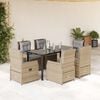 vidaXL 7 Piece Patio Dining Set with Cushions Beige Poly Rattan