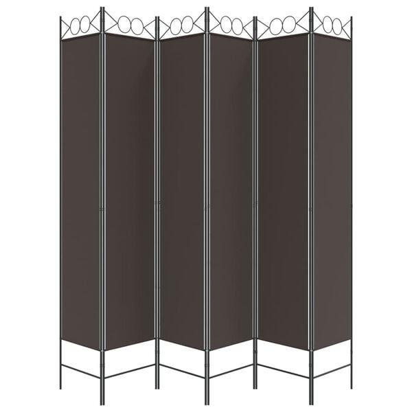 vidaXL 6-Panel Room Divider Brown 94.5"x86.6" Fabric