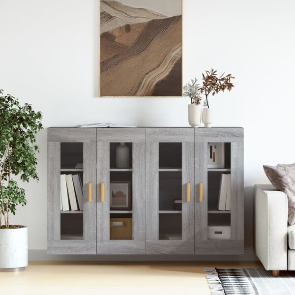 vidaXL Wall Mounted Cabinet Set of 2 Grey Sonoma