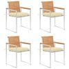 vidaXL Patio Chairs 4 pcs with Cushions Solid Teak Wood
