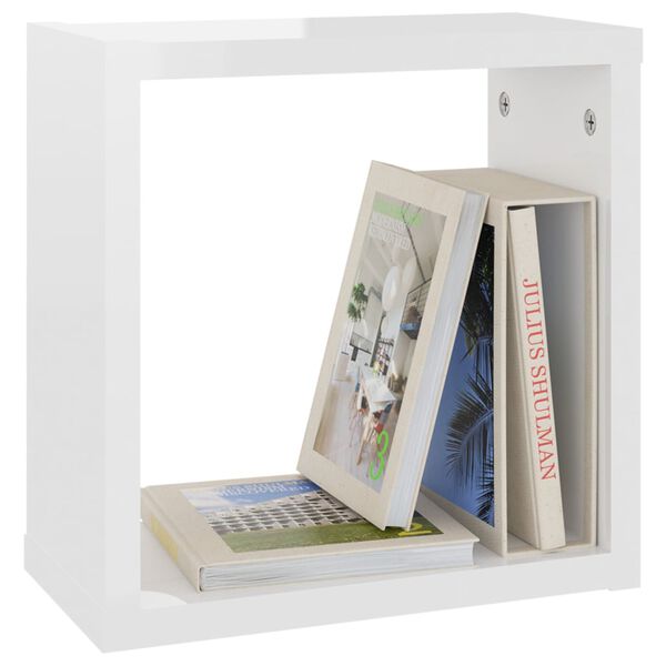 vidaXL Cube Shelf Set of 4 High gloss white Engineered wood