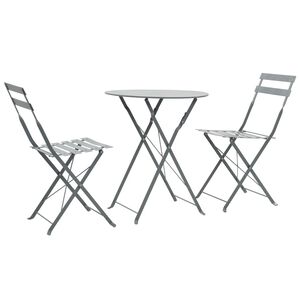 vidaXL Bistro Set Steel Grey Powder-coated steel Space-saving Foldable