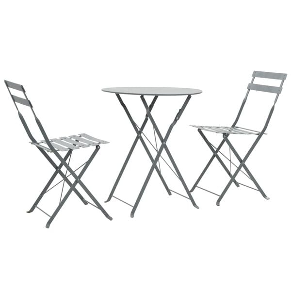 vidaXL Bistro Set Steel Grey Powder-coated steel Space-saving Foldable
