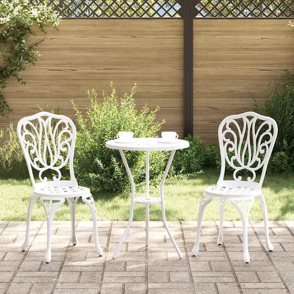vidaXL Garden Bistro Set 3 pcs White Aluminium