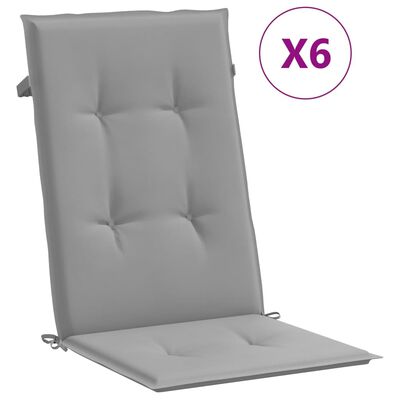 vidaXL Garden Highback Chair Cushions 6 pcs Gray 47.2"x19.7"x1.2" Fabric