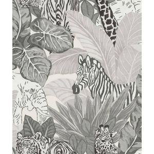 Noordwand Wallpaper Gray and Black Nonwoven 32.8ft x 20.9in Pattern
