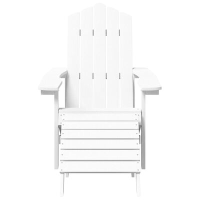 vidaXL Patio Adirondack Chairs with Footstool & Table HDPE White