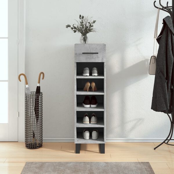 vidaXL Shoe Cabinet Concrete grey Engineered wood, iron Medium