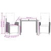 vidaXL Garden Dining Set Grey PE rattan 3 Piece Set Removable Covers