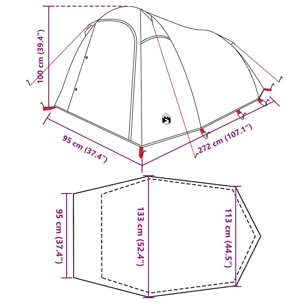vidaXL Camping Tent Tunnel 2-Person Blue Waterproof