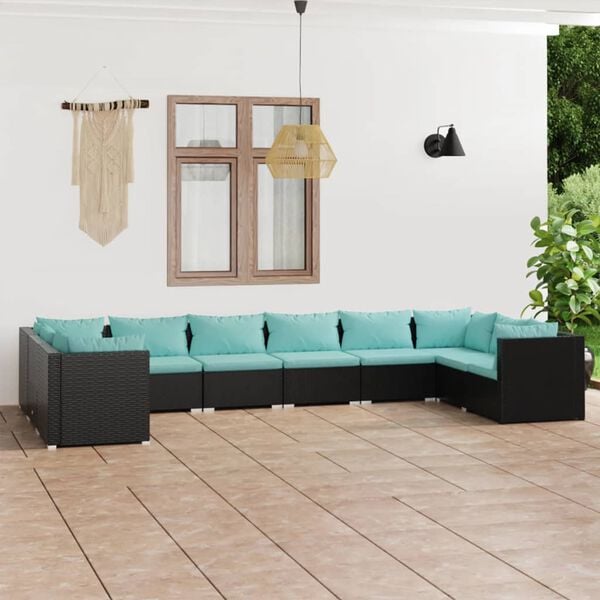 vidaXL Garden Lounge Set Black PE rattan Large Modular