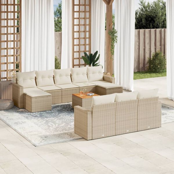 vidaXL Garden Sofa Set Set of 11 Beige