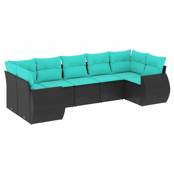 vidaXL Patio Sofa Set Black, Blue