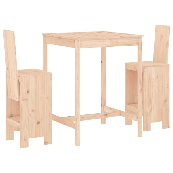 vidaXL Garden Bar Set Natural Wood Solid pine wood Medium Footrest