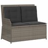 vidaXL Garden Lounge Set Grey PE Rattan Large Adjustable Armrests