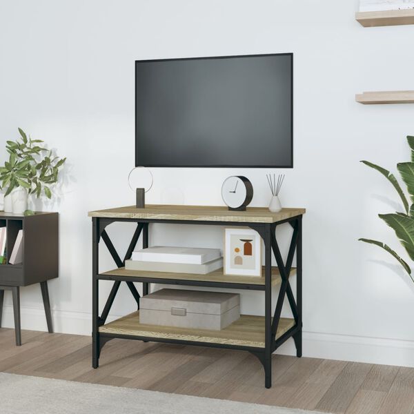 vidaXL TV Cabinet Sonoma Oak Engineered Wood, Iron Medium TV Cabinet