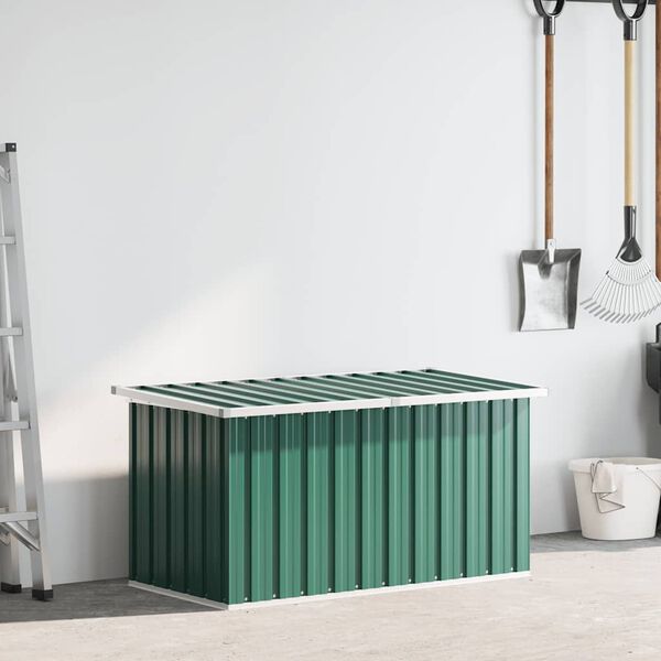 vidaXL Storage Box Green Galvanized steel, plastic 50.8 x 26.4 x 25.6 in