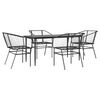 vidaXL 5 Piece Patio Dining Set Black Poly Rattan Glass