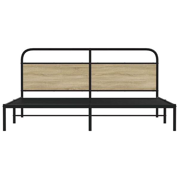 vidaXL Bed Frame Sonoma Oak Steel Double Bed Frame Rectangular