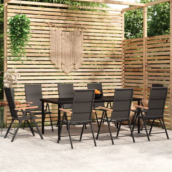 vidaXL Garden Dining Set Black