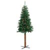 vidaXL Slim Christmas Tree with Real Wood and Cones Green 59.1" PVC