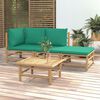 vidaXL Garden Lounge Set Bamboo with green cushions Bamboo, Polyester