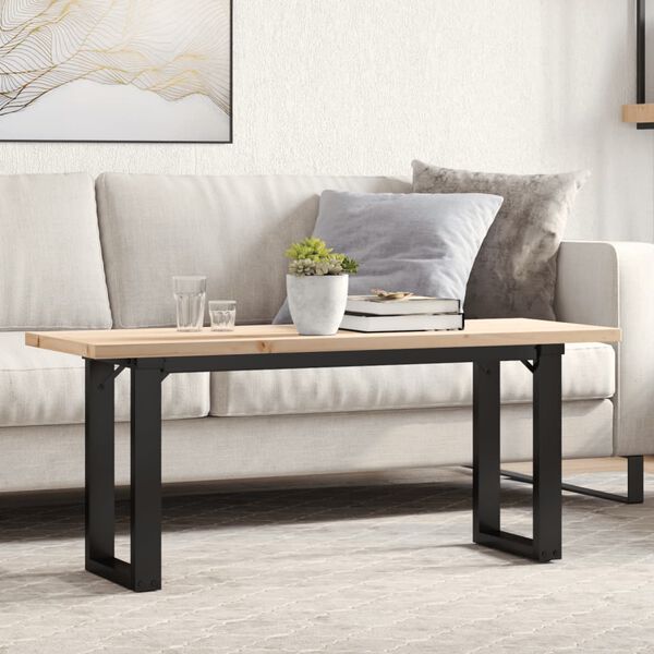 vidaXL Coffee Table O-Frame 43.3"x15.7"x17.9" Solid Wood Pine and Steel