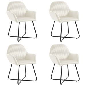 vidaXL Dining Chair Set of 4 Cream Velvet Standard Ergonomic